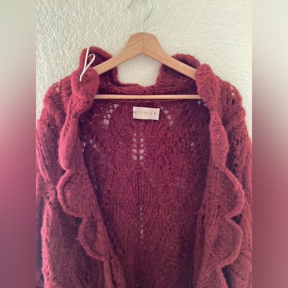 Rowan Alizarin Red Burgundy Sweater Coat Cardigan by Martin Storey No belt Open - Picture 5 of 7